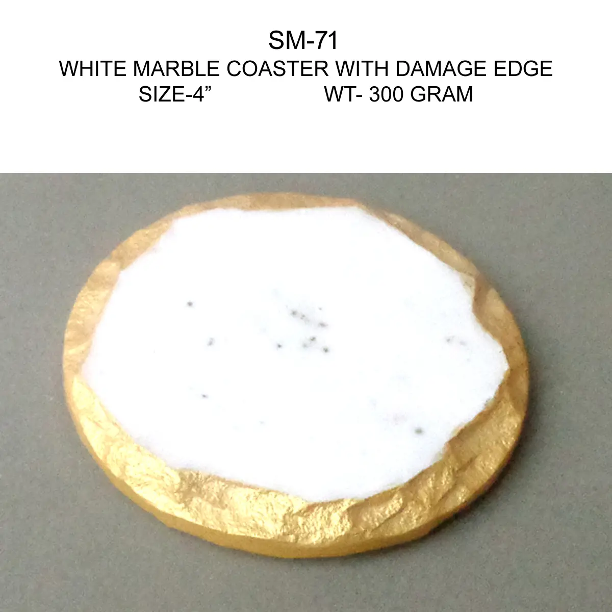 WHITE MARBLE COASTER WITH DAMAGE EDGE